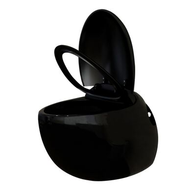 Wandtoilet met ei-design exclusief inbouwreservoir zwart