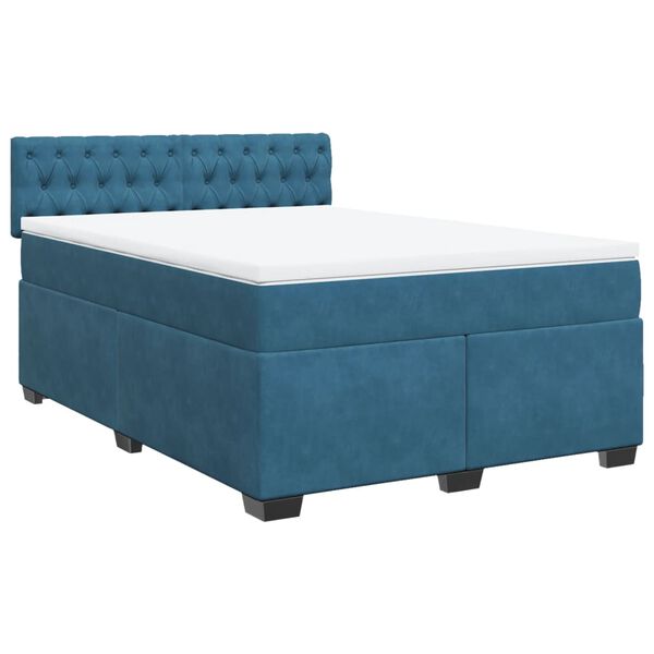 vidaXL Boxspring met matras fluweel blauw 160x200 cm