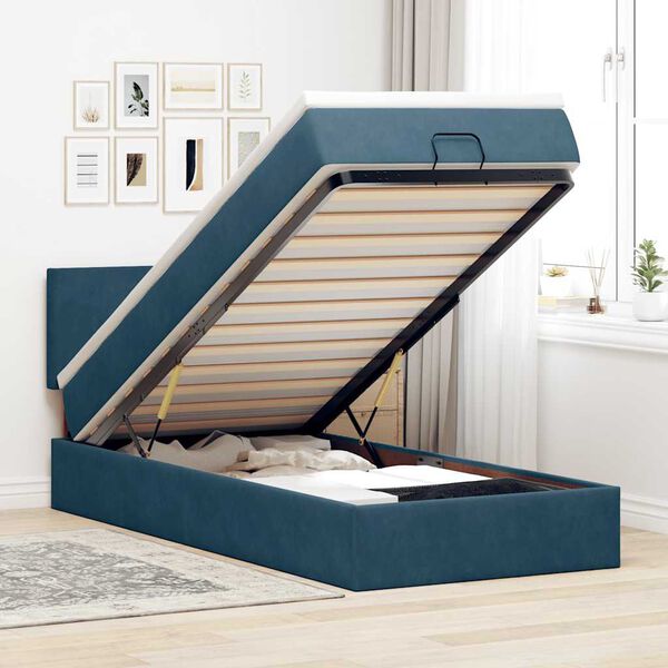vidaXL Ottoman bed met matras 80x200cm fluweel donkerblauw