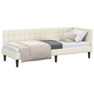 vidaXL Hoekbedframe met hoofdeinde Cr&egrave;me 80 cm x 200 cm Fluweel