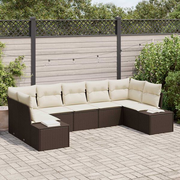 vidaXL Tuin Sofa Set met kussen 7 pcs Bruin poly rattan