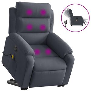 vidaXL Sta-op-massagestoel elektrisch verstelbaar fluweel donkergrijs