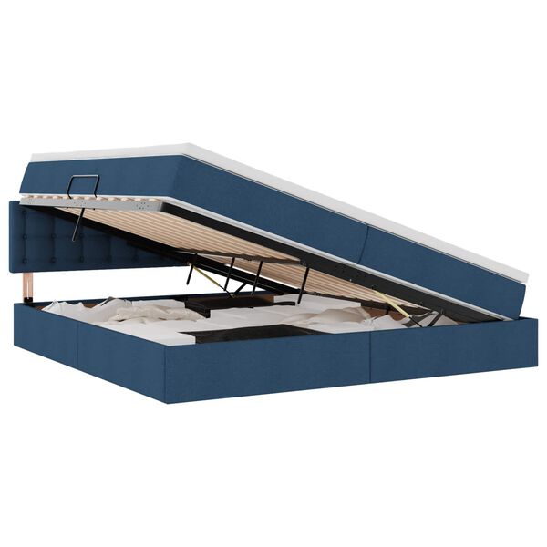 vidaXL Opbergbed met LED met matras met LED Blauw 200 x 200 cm Stof