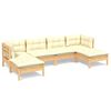 vidaXL 6-delige Loungeset met cr&egrave;mekleurige kussens grenenhout