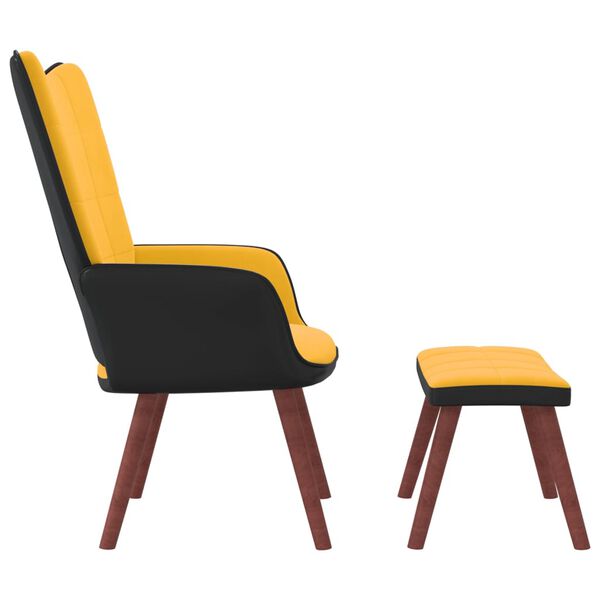 vidaXL Relaxstoel met voetenbank fluweel en PVC mosterdgeel