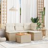 vidaXL 5-delige Loungeset met kussens poly rattan beige
