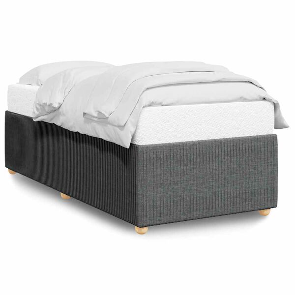 vidaXL Bedframe zonder matras 90x200 cm stof donkergrijs