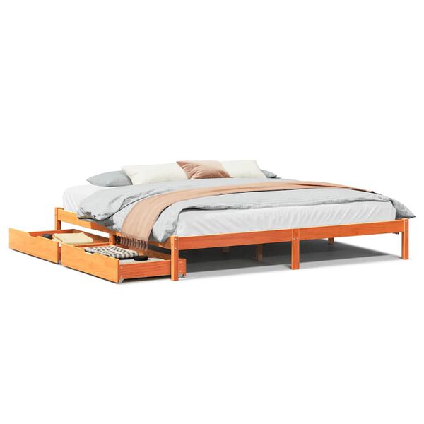 vidaXL Bedframe zonder matras massief grenenhout wasbruin 200x200 cm