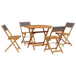vidaXL 5-delige Tuinset massief hout en stof antracietkleurig