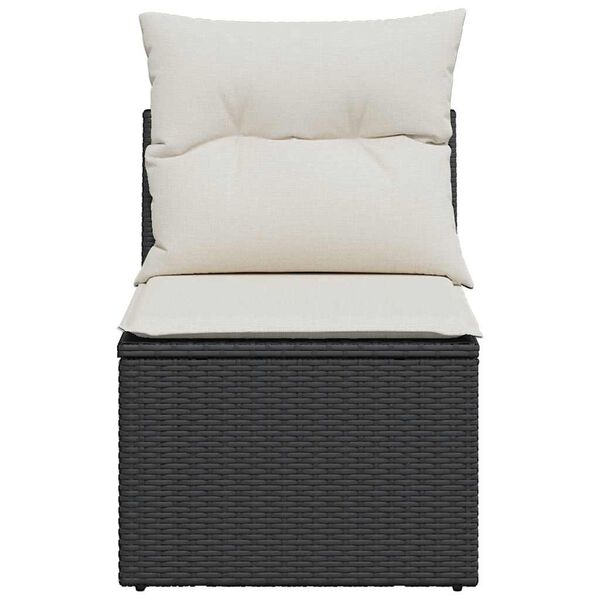 vidaXL Tuinstoel zonder armleuning met kussens poly rattan zwart