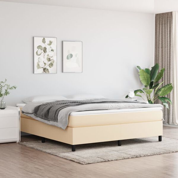 vidaXL Boxspring met matras stof cr&egrave;mekleurig 160x200 cm