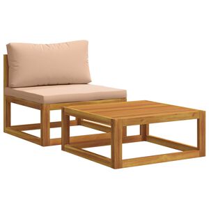vidaXL Modulaire bankset met kussens 2 st Massief Acaciahout Naturel