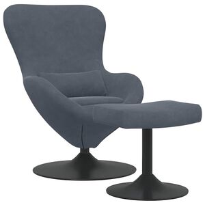 vidaXL Egg Chair met Voetsteun Donkergrijs Fluweel