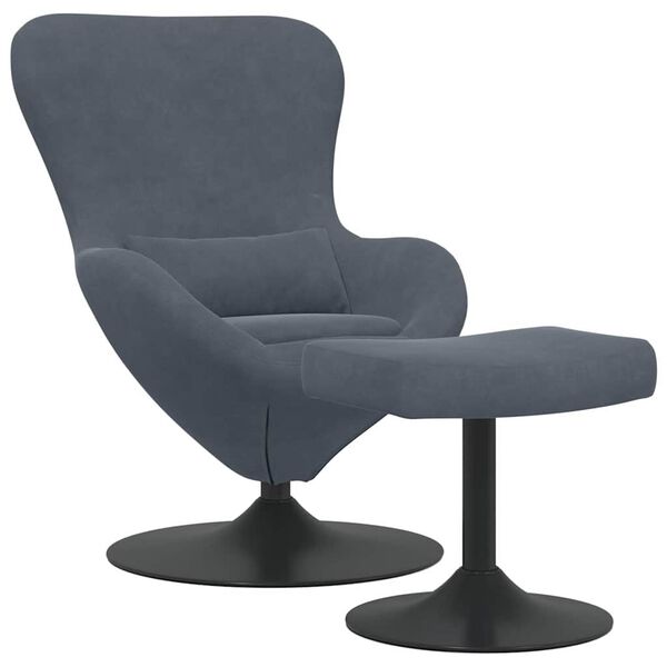 vidaXL Egg Chair met Voetsteun Donkergrijs Fluweel