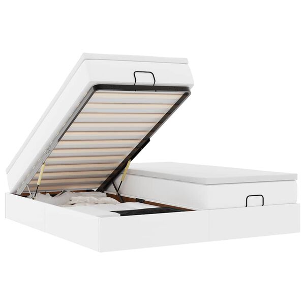 vidaXL Ottoman bed met matrassen 180x200cm kunstleer wit