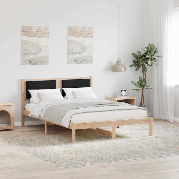 vidaXL Bedframe met Gevoerd Hoofdgedeelte Zwart 140 x 190 cm