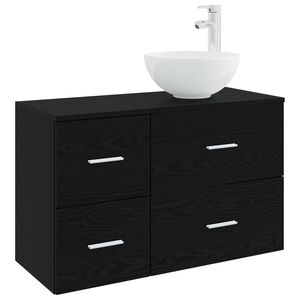 vidaXL Badkamermeubelset 2 pcs Zwart eiken Bewerkt hout