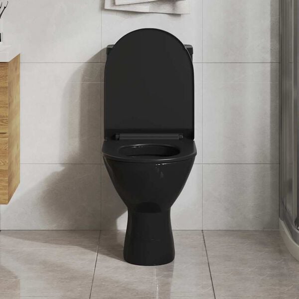 vidaXL Toiletbril soft-close met quick-release ontwerp zwart