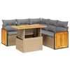 vidaXL 6-delige Loungeset met kussens poly rattan beige