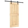 vidaXL Schuifdeur Naturel en Zwart 85 x 210 cm Massief Grenenhout