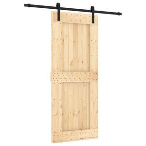 vidaXL Schuifdeur Naturel en Zwart 85 x 210 cm Massief Grenenhout