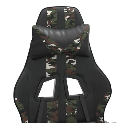 vidaXL Gamestoel met voetensteun kunstleer zwart en camouflage