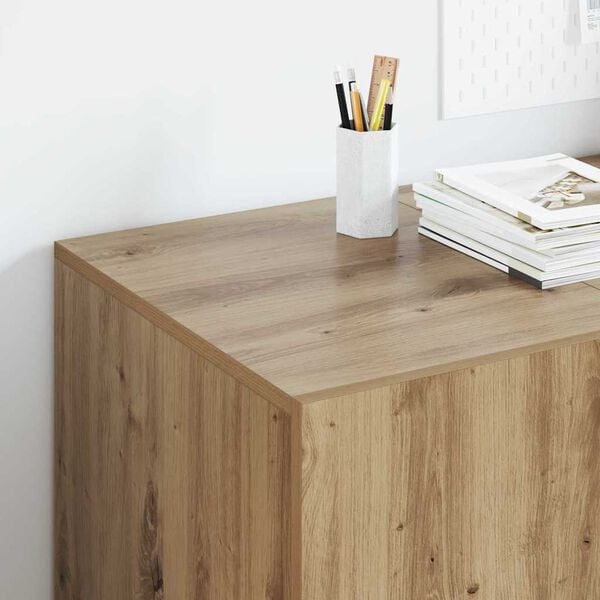 vidaXL Bureau met plank Artisan Eiken 140 x 50 x 75 cm Bewerkt hout