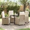 vidaXL Tuin eettafelset met kussen 5 pcs Beige poly rattan