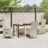 vidaXL Tuin eettafelset met kussen 5 pcs Beige poly rattan