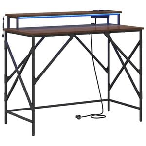 vidaXL Bureau met plank Bruin Eiken 100 x 50 x 86,5 cm Bewerkt hout