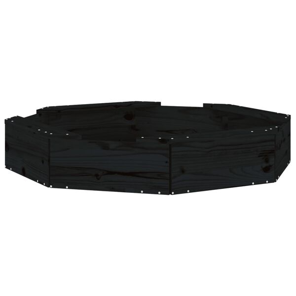 vidaXL Zandbak met bankjes achthoekig massief grenenhout zwart