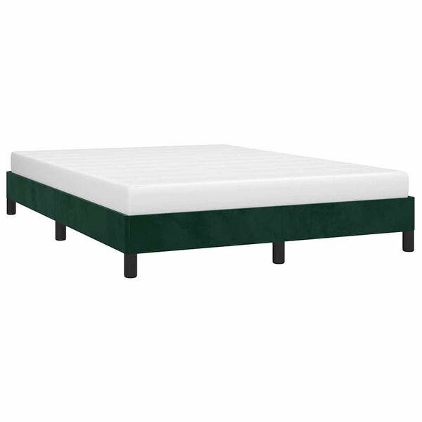 vidaXL Bedframe zonder matras 140x190 cm fluweel donkergroen
