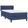 vidaXL Boxspring met matras stof blauw 90x200 cm