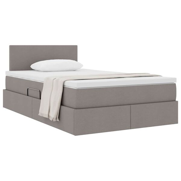 vidaXL Opbergbed met matras met matras Taupe 120 x 190 cm Bewerkt hout