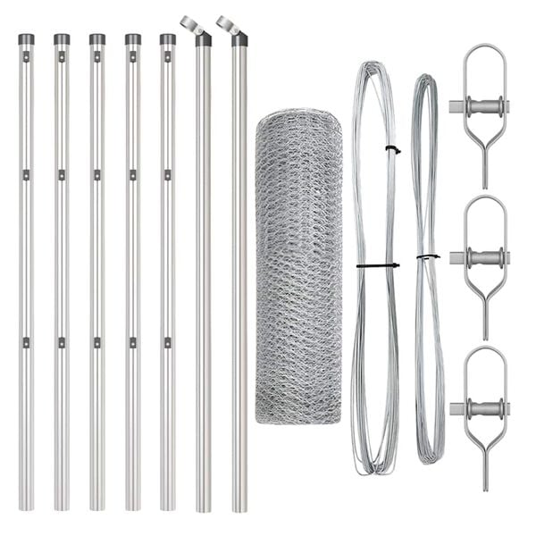 vidaXL Afrasteringspaal Zilver 10 x 0,5 m (25 mm gaas) Staal