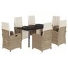 vidaXL 7-delige Tuinset met kussens poly rattan beige