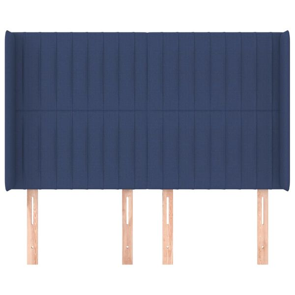 vidaXL Hoofdbord met randen 147x16x118/128 cm stof blauw