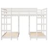 vidaXL Drie-hoog Bunk Bed Frame Wit 140 x 200 cm Massief grenenhout