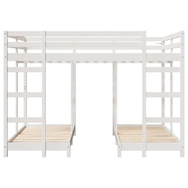 vidaXL Drie-hoog Bunk Bed Frame Wit 140 x 200 cm Massief grenenhout