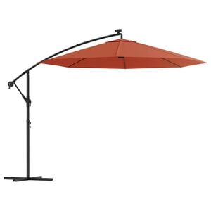 vidaXL Zweefparasol met LED-verlichting en stalen paal terracottakleur