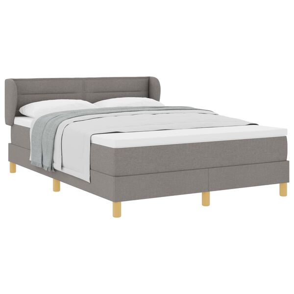 vidaXL Boxspringbed met matras met hoofdeinde Taupe 140 x 200 cm Stof