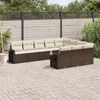 vidaXL 10-delige Loungeset met kussens poly rattan bruin