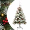 vidaXL Kunstkerstboom Groen en wit 150 cm PVC en Metaal en Plastic