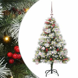 vidaXL Kunstkerstboom Groen en wit 150 cm PVC en Metaal en Plastic