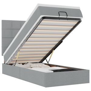 vidaXL Bed poef met matras en LED's 90x200 cm stof lichtgrijs