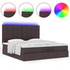 vidaXL Ottoman bed met matrassen en LED's 200x200cm stof donkerbruin