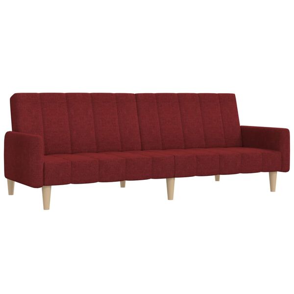 vidaXL Slaapbank 2-zits met voetenbank stof wijnrood