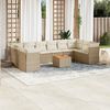 vidaXL 11-delige Tuinset met kussens poly rattan beige