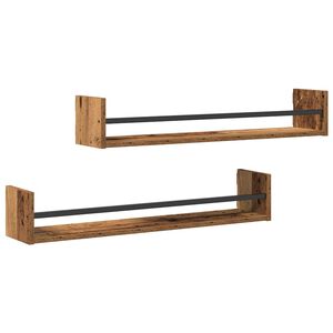 vidaXL Wandplank Wandgemonteerd 2 pcs Oudhout 80 x 16 x 14 cm