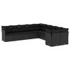 vidaXL 10-delige Loungeset met kussens poly rattan zwart